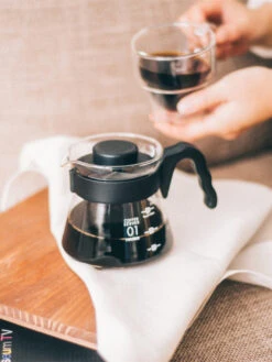 HARIO V60-01 Coffee Server (450ml/15oz) -Hario hario vcs 01b v60 coffee server black in use 3