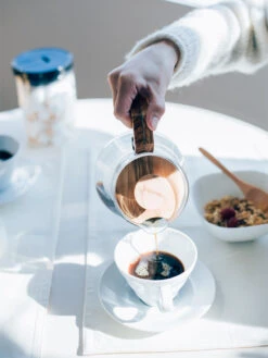 HARIO V60-02 Coffee Server (600ml/20oz) (Olive Wood) -Hario hario vcwn 60 ov v60 02 coffee server olive wood in use 2