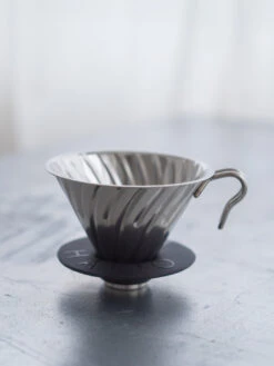 HARIO V60-02 Metal Dripper (Silver) -Hario hario vdm 02hsv v60 02 metal dripper silver in use 2
